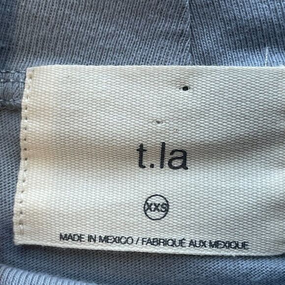 Anthropologie t.la Dusty Blue Mock Neck Short Sleeve Top,XXS‎ - Picture 7 of 9